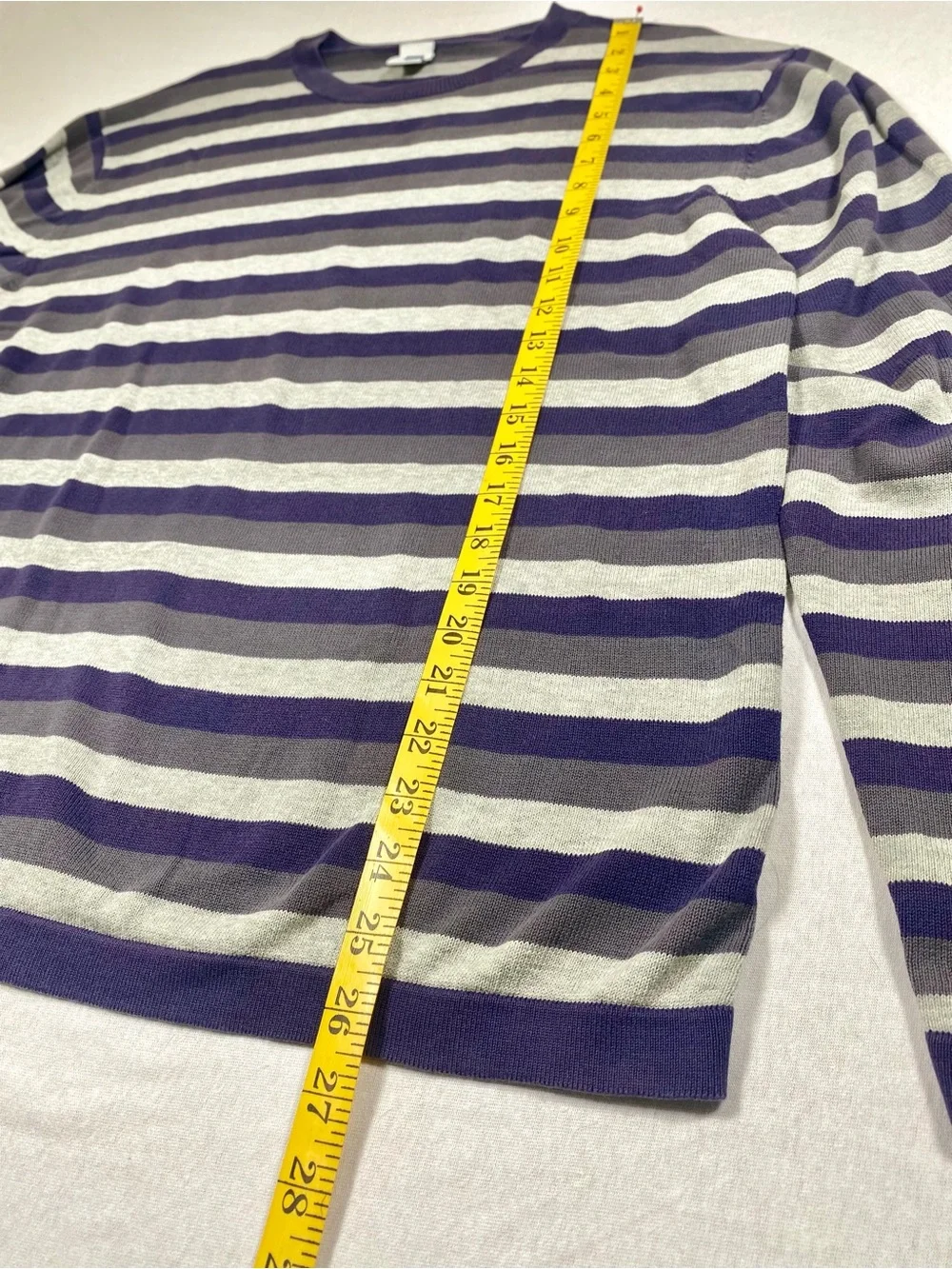 VTG GAP Men's L Purple and Gray Striped Crewneck Sweater
